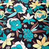 Teal Green & Yellow
Flowers on Black