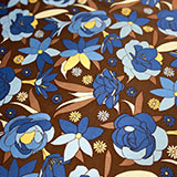 Dark & Light Blue Flowers on Brown